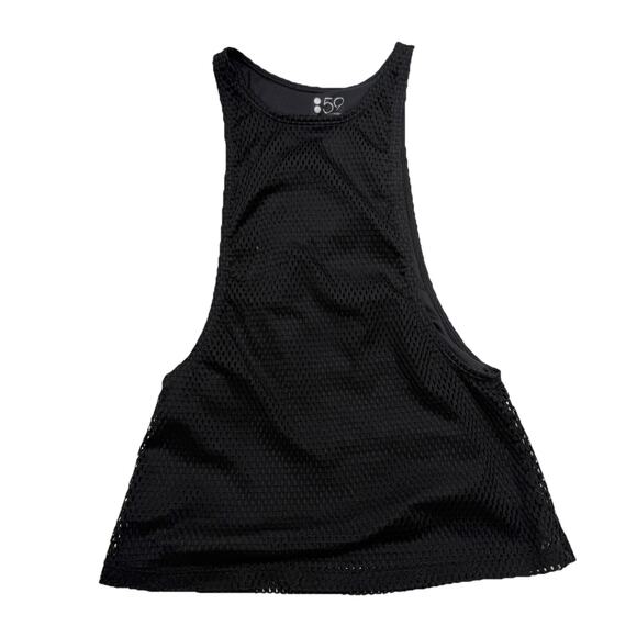 Splits 59 Black Tank Top Mesh Wide Armholes Womens Muscle Workout Gym Size Small - Picture 1 of 10